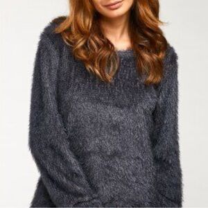 NWOT Lou & Gray Dark Blue Eyelash Sweater Size XS